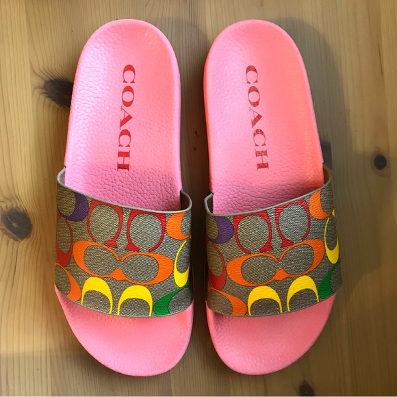 🌈Coach Uli Sport Slide In Rainbow Signature Canvas *Special Edition* 7 8 10 11 - Picture 2 of 9